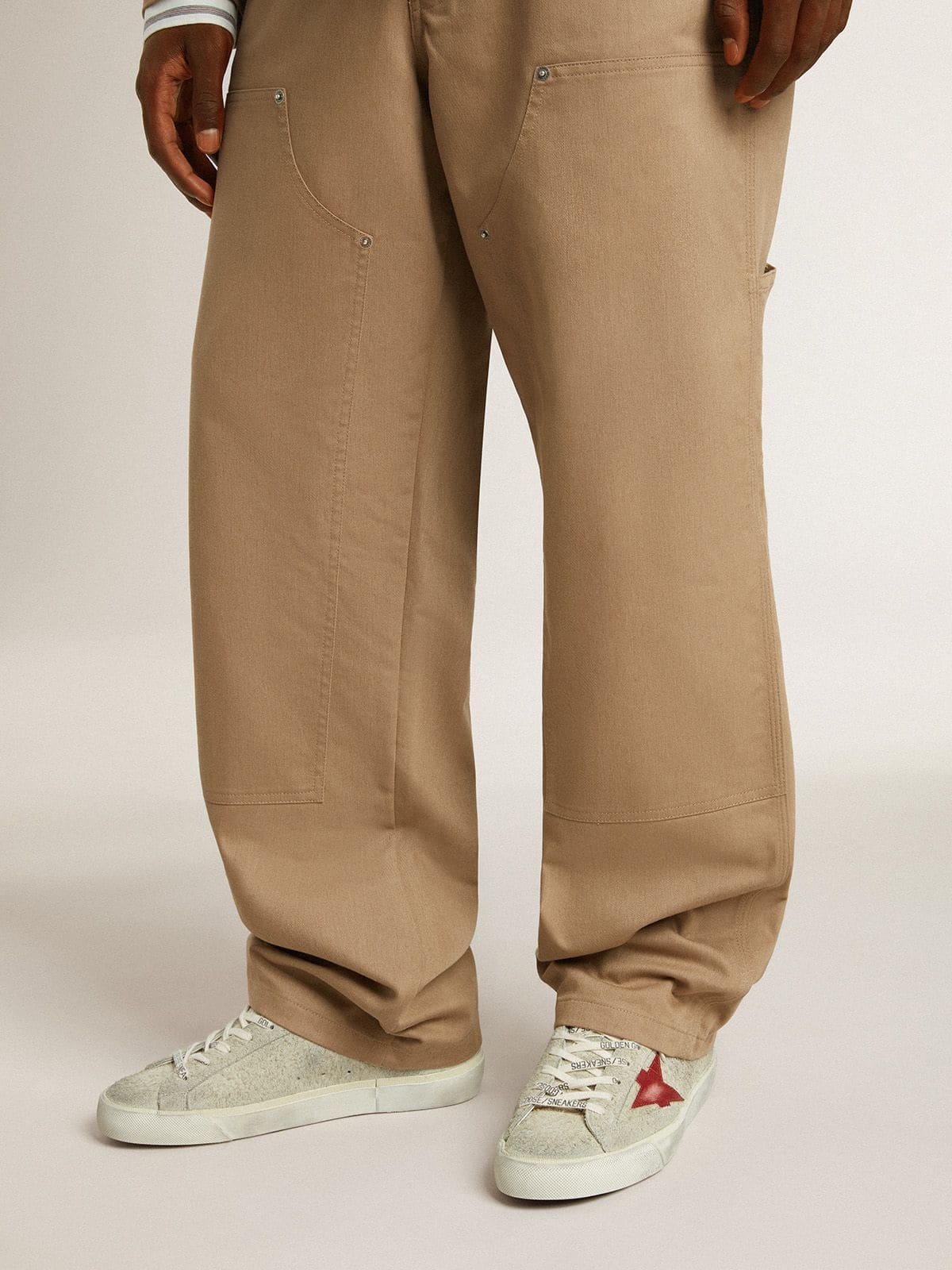 Men's Super-Star LTD in gray suede with red leather star - Golden Goose Men
