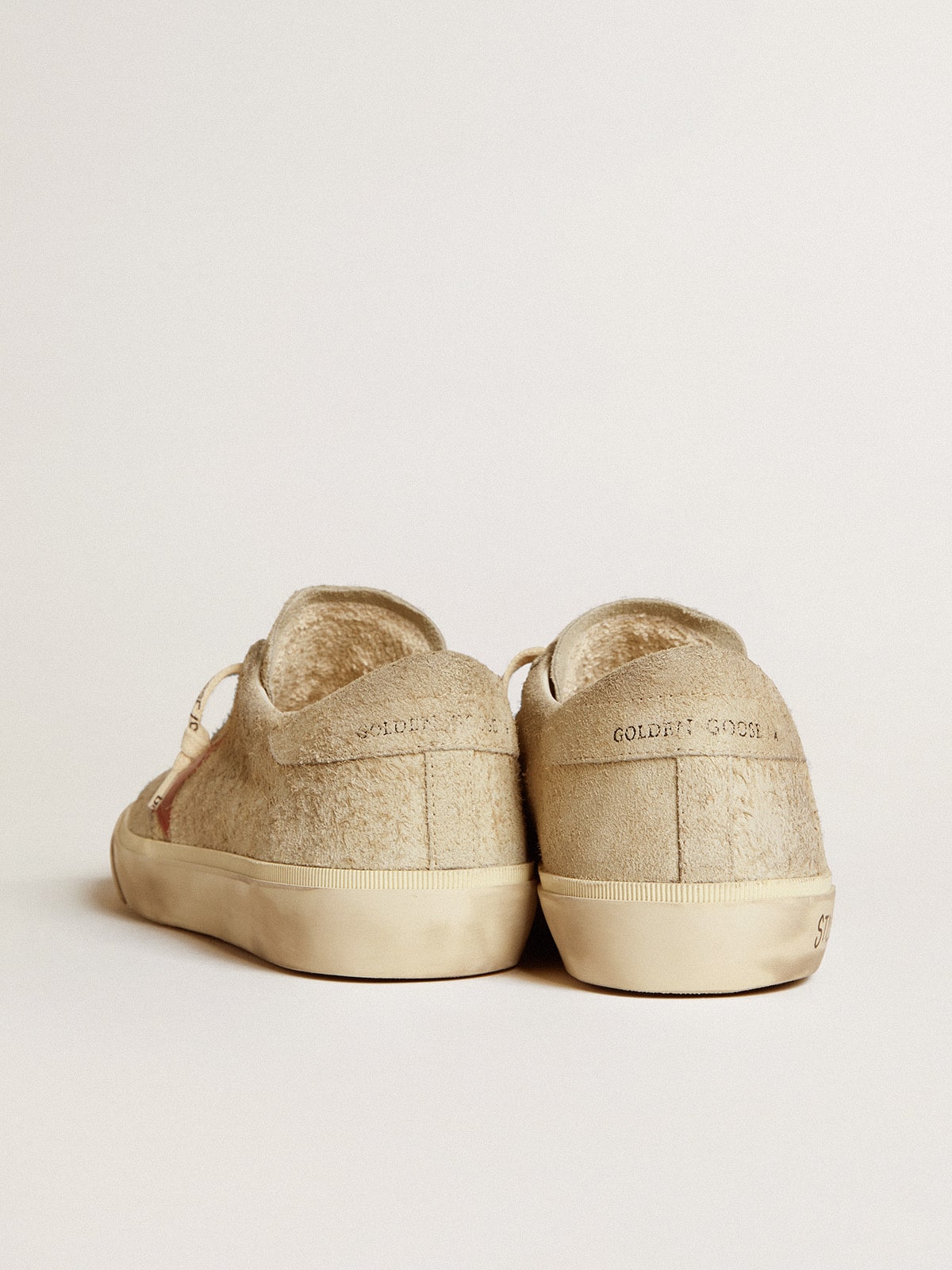 Men's Super-Star LTD in gray suede with red leather star - Golden Goose Men