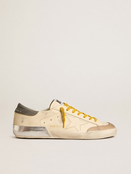 Men's Super-Star in leather with perforated star and gray suede heel tab - Golden Goose Men