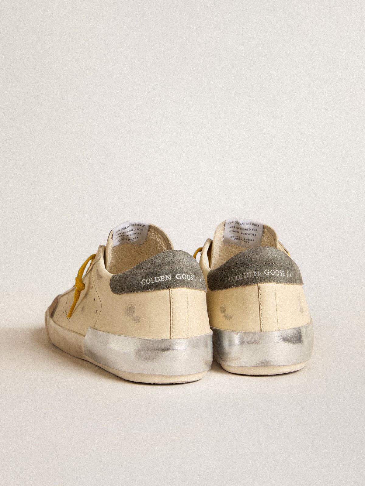 Men's Super-Star in leather with perforated star and gray suede heel tab - Golden Goose Men