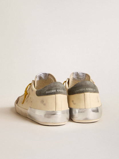 Men's Super-Star in leather with perforated star and gray suede heel tab - Golden Goose Men