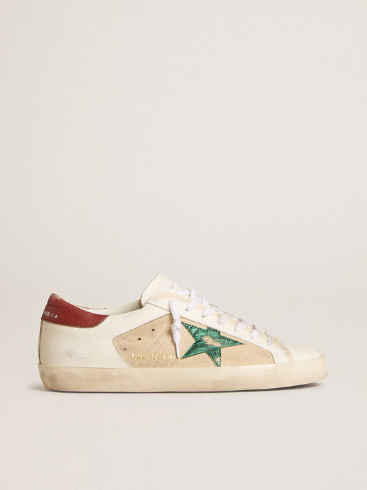 Men's Super-Star LTD in suede with green metallic star and red heel tab - Golden Goose Men