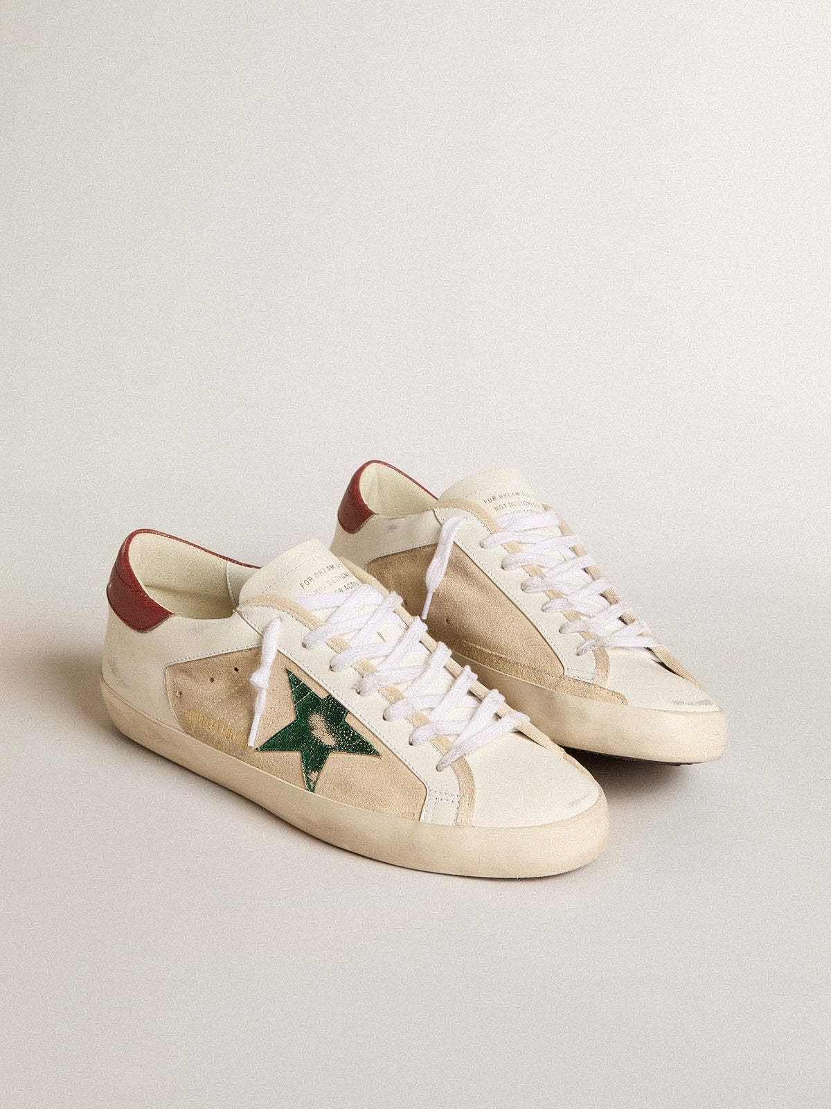 Men's Super-Star LTD in suede with green metallic star and red heel tab - Golden Goose Men