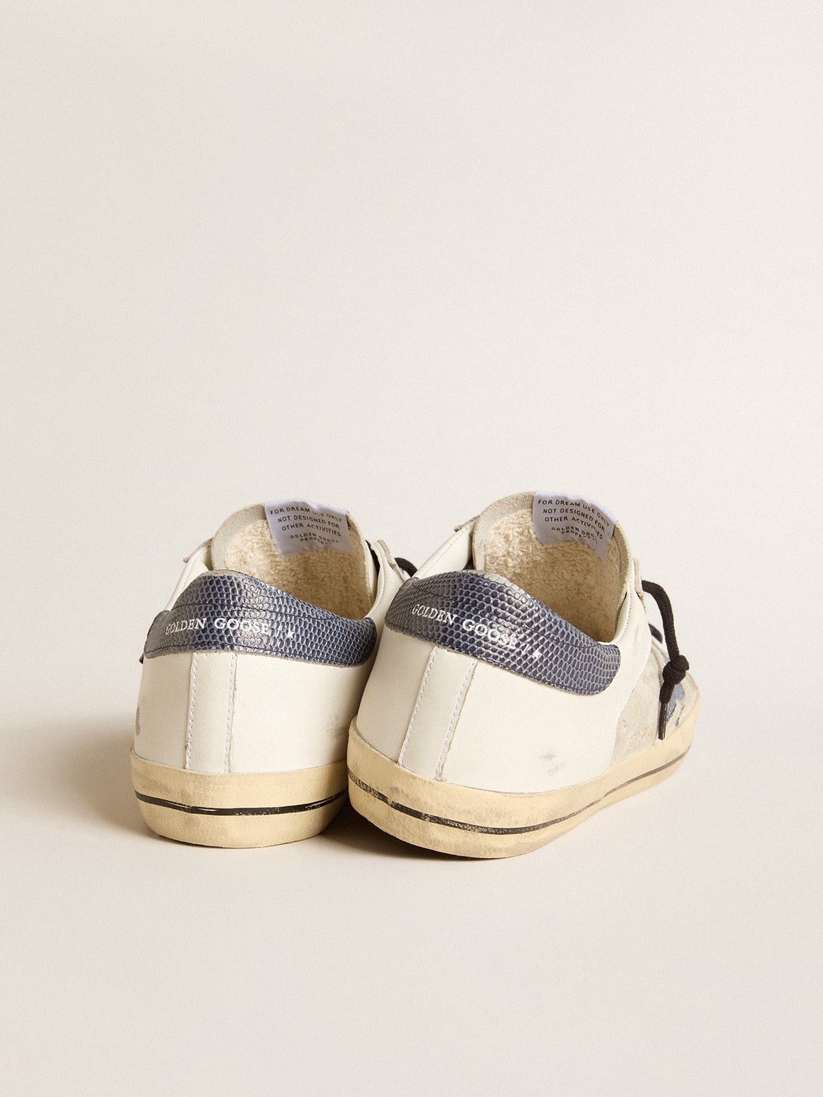 Men's Super-Star in leather and suede with blue lizard-print leather star - Golden Goose Men