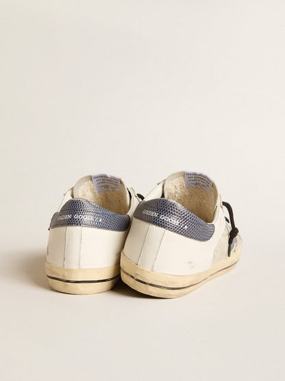 Men's Super-Star in leather and suede with blue lizard-print leather star - Golden Goose Men