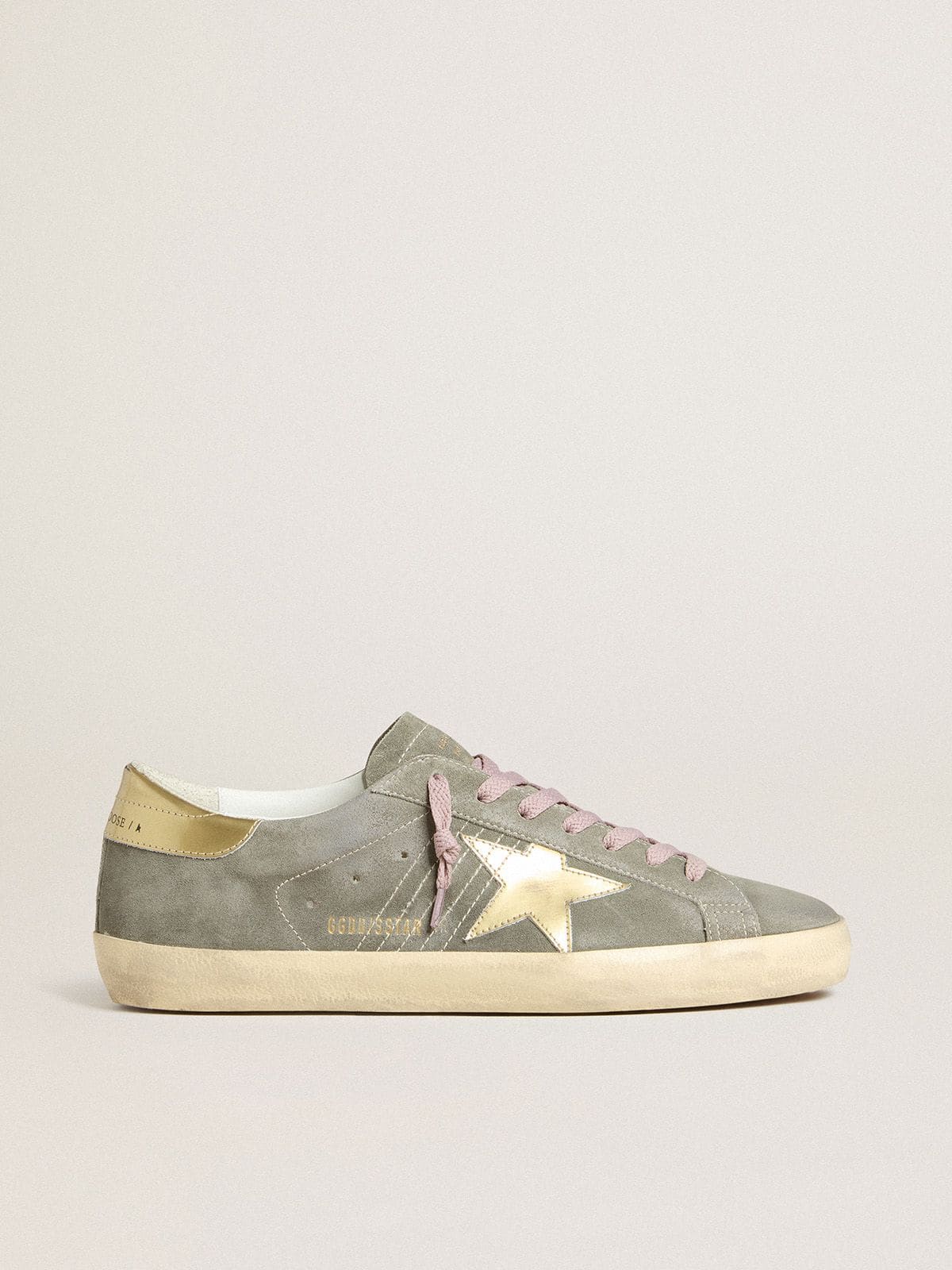 Men's Super-Star in gray suede with gold metallic leather star and heel tab - Golden Goose Men