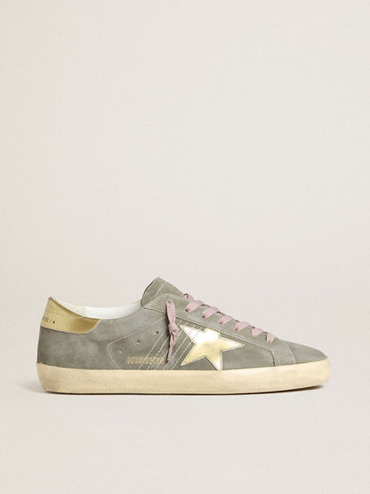 Men's Super-Star in gray suede with gold metallic leather star and heel tab - Golden Goose Men