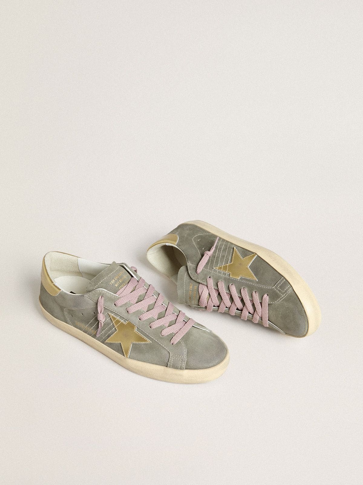 Men's Super-Star in gray suede with gold metallic leather star and heel tab - Golden Goose Men