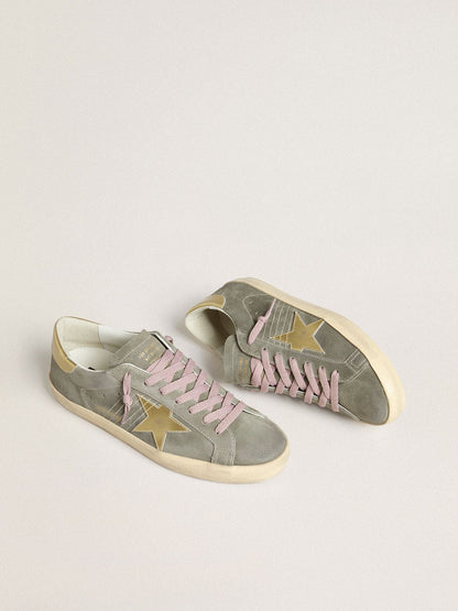 Men's Super-Star in gray suede with gold metallic leather star and heel tab - Golden Goose Men