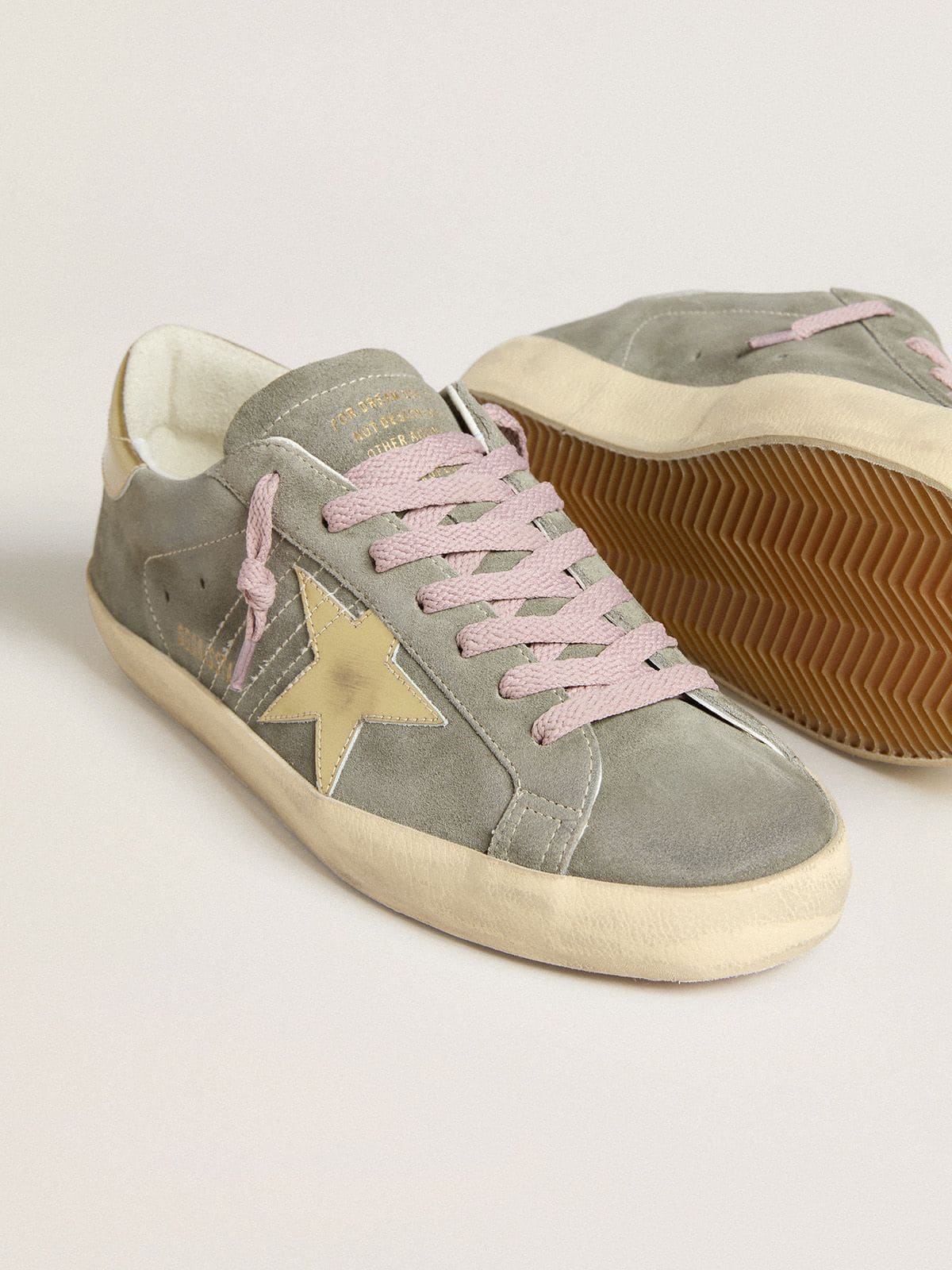 Men's Super-Star in gray suede with gold metallic leather star and heel tab - Golden Goose Men
