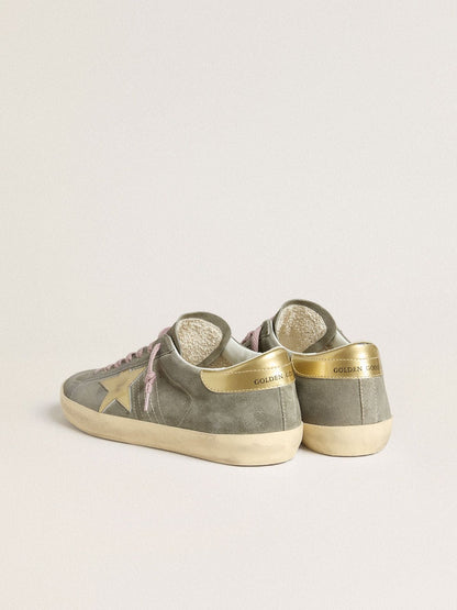 Men's Super-Star in gray suede with gold metallic leather star and heel tab - Golden Goose Men