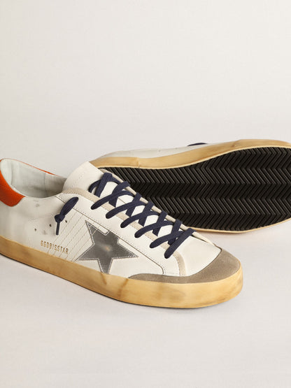 Super-Star Penstar with silver star and orange heel tab - Golden Goose Men