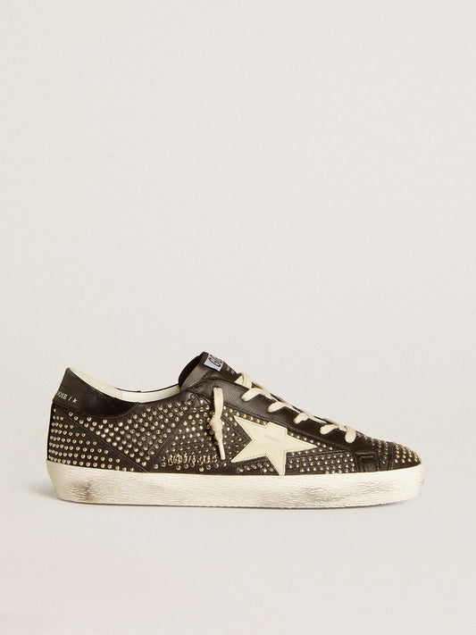 Men’s Super-Star in studded black nappa with white leather star - Golden Goose Men