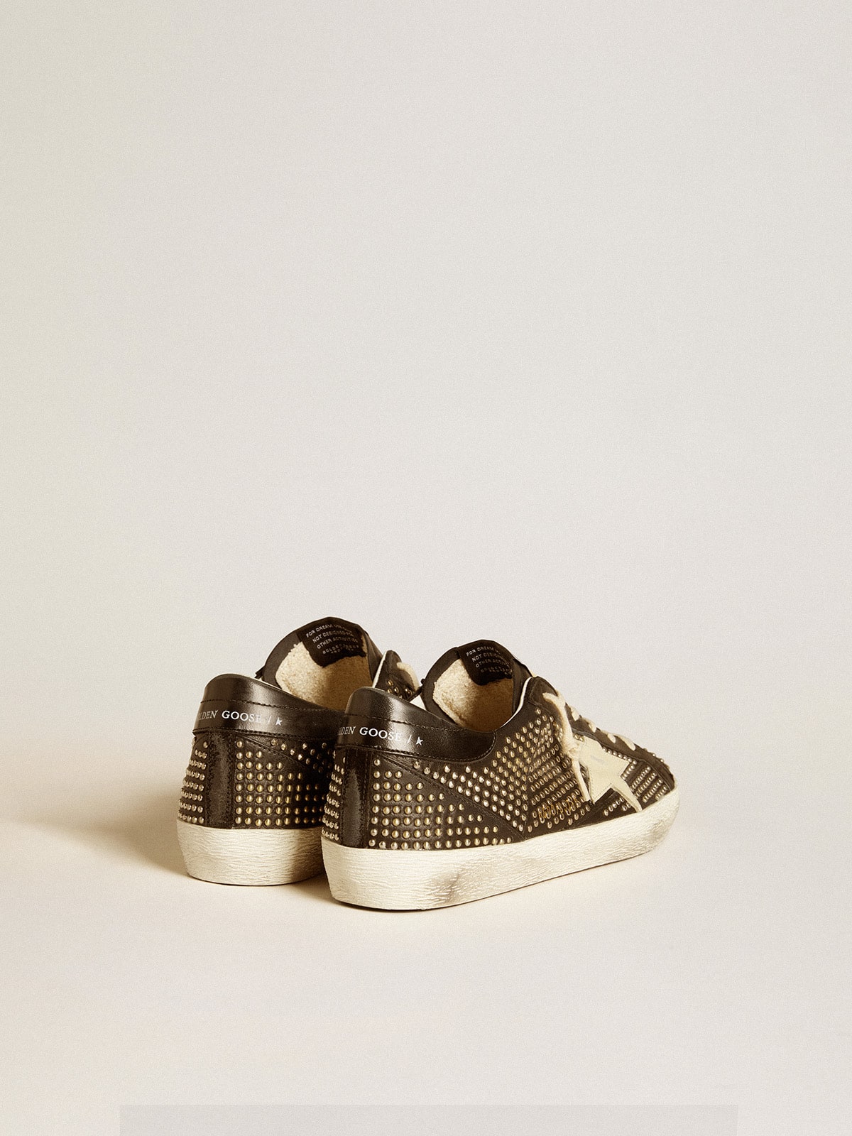 Men’s Super-Star in studded black nappa with white leather star - Golden Goose Men
