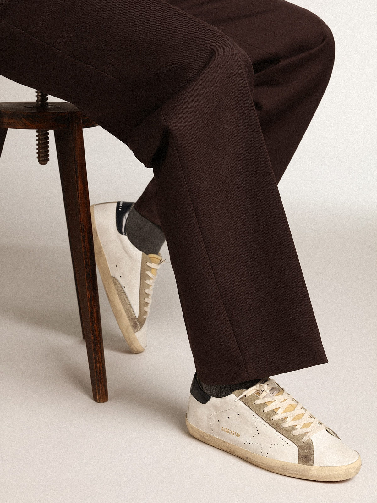 Men's Super-Star with perforated star and blue heel tab - Golden Goose Men