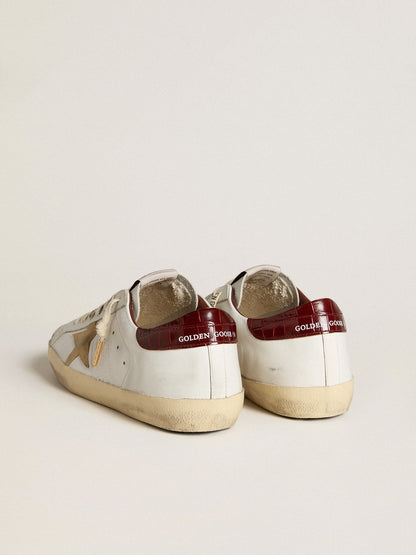 Men's Super-Star with sand suede star and red croc-print leather heel tab - Golden Goose Men