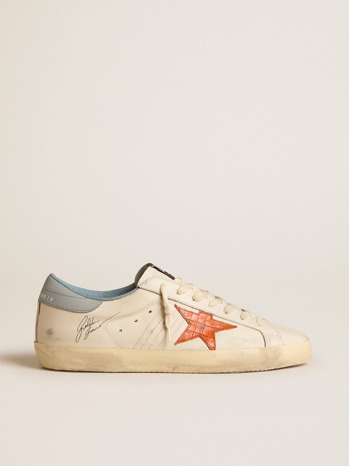 Men's Super-Star with crocodile-print star and silver-blue heel tab - Golden Goose Men