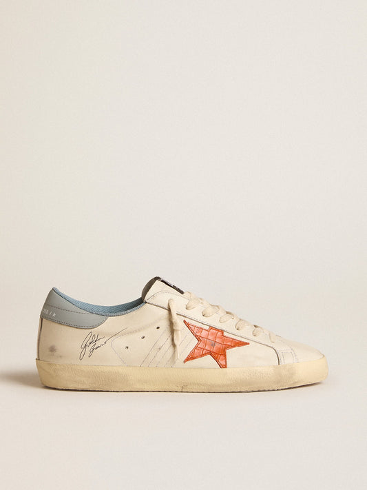Men's Super-Star with crocodile-print star and silver-blue heel tab - Golden Goose Men