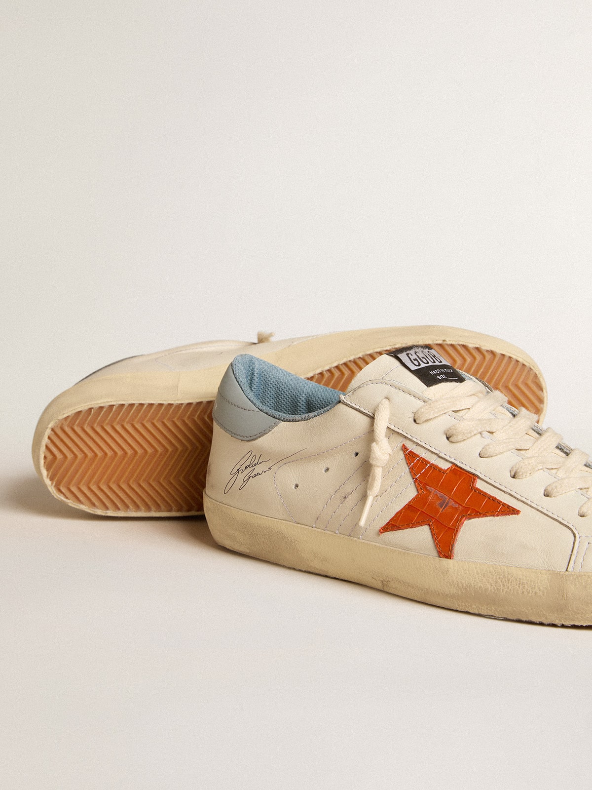 Men's Super-Star with crocodile-print star and silver-blue heel tab - Golden Goose Men