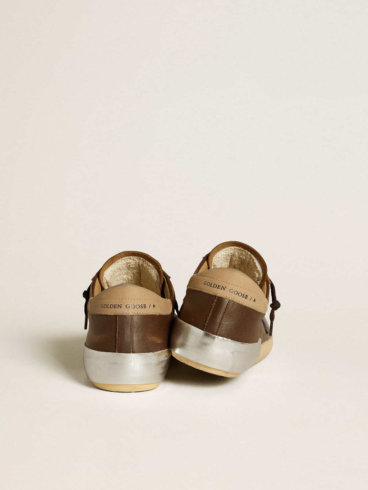 Men's Super-Star in leather with blue leather star and beige nubuck heel tab - Golden Goose Men