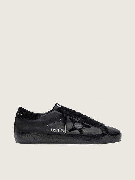 Men's Super-Star in black nappa with black suede star and heel tab - Golden Goose Men