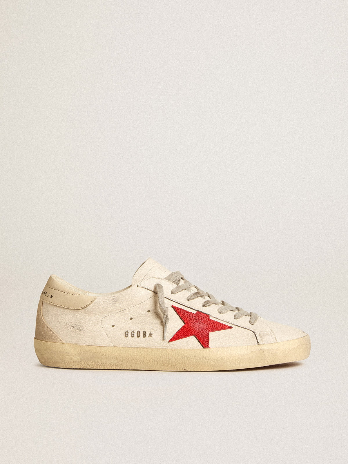 Men's Super-Star in nappa with red star and cream leather heel tab - Golden Goose Men