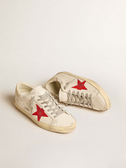 Men's Super-Star in nappa with red star and cream leather heel tab - Golden Goose Men