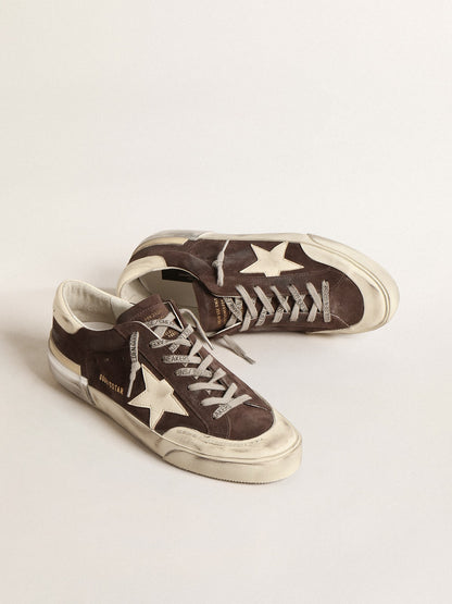 Men's Super-Star in gray suede with ecru nappa star and heel tab - Golden Goose Men