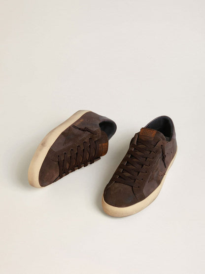 Men's Super-Star LTD in brown nubuck with suede star and purple leather heel tab - Golden Goose Men