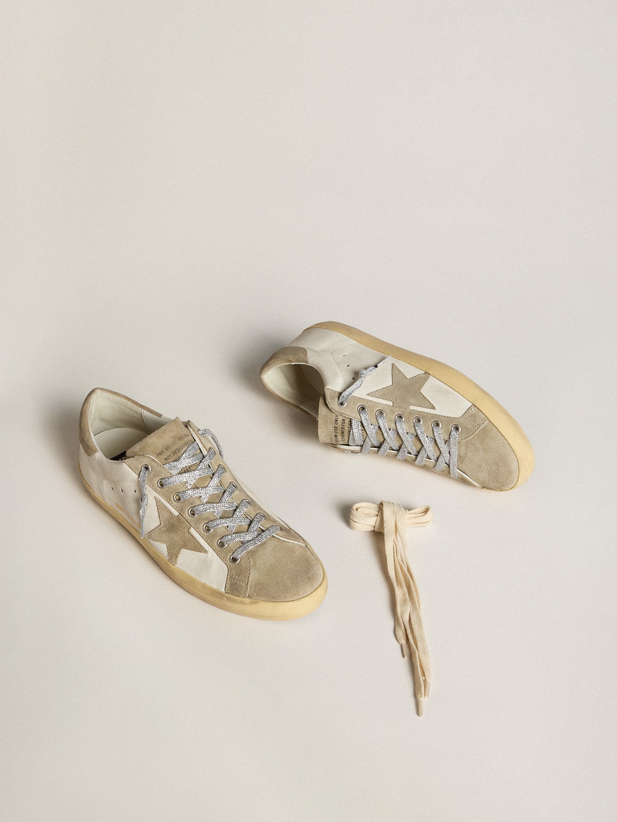 Men’s Super-Star in nappa with ice-gray suede star and black embroidery - Golden Goose Men