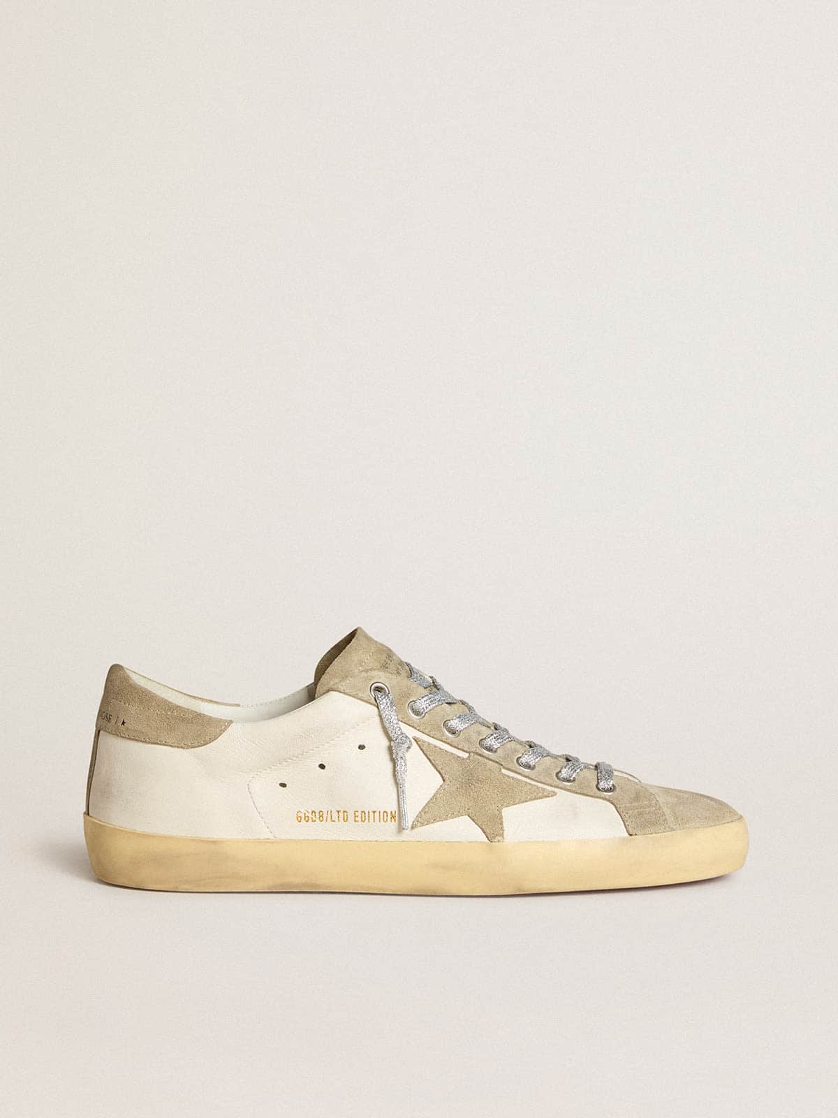 Men’s Super-Star in nappa with ice-gray suede star and black embroidery - Golden Goose Men