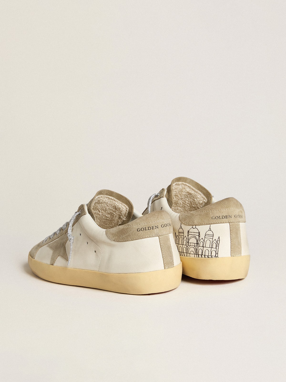 Men’s Super-Star in nappa with ice-gray suede star and black embroidery - Golden Goose Men