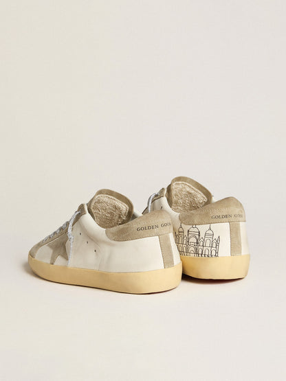 Men’s Super-Star in nappa with ice-gray suede star and black embroidery - Golden Goose Men