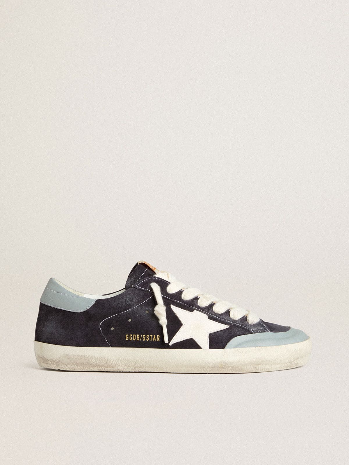 Men's Super-Star in midnight-blue suede with white leather star and light blue leather heel tab - Golden Goose Men