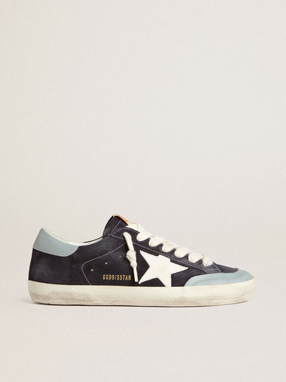 Men's Super-Star in midnight-blue suede with white leather star and light blue leather heel tab - Golden Goose Men