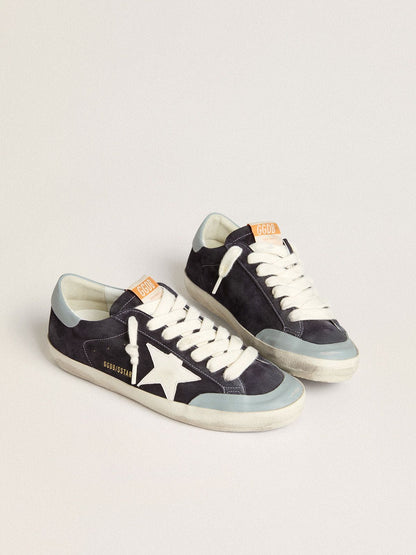Men's Super-Star in midnight-blue suede with white leather star and light blue leather heel tab - Golden Goose Men