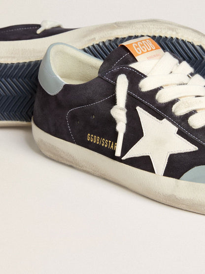 Men's Super-Star in midnight-blue suede with white leather star and light blue leather heel tab - Golden Goose Men