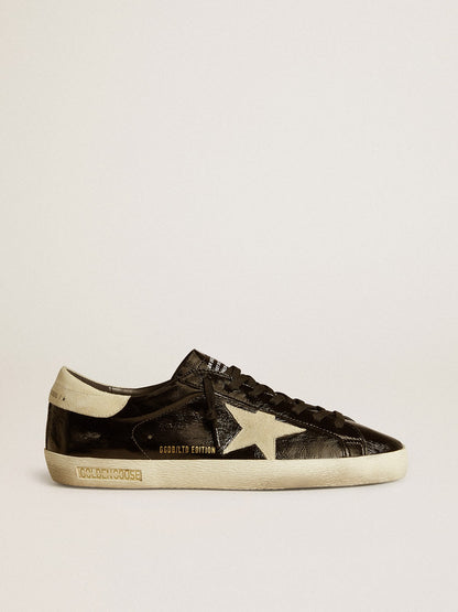 Men's Super-Star  in black patent leather with suede star and heel tab - Golden Goose Men