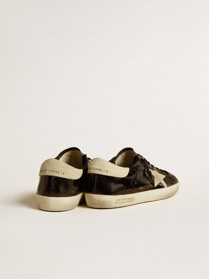 Men's Super-Star  in black patent leather with suede star and heel tab - Golden Goose Men