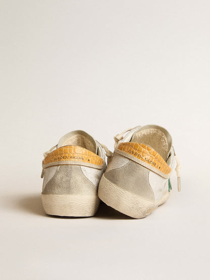 Men's Super-Star with green suede star and yellow croc-print leather heel tab - Golden Goose Men