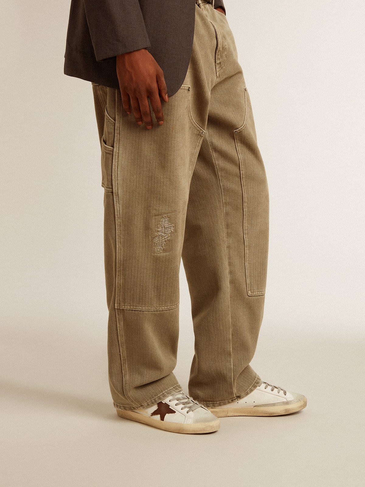 Men's Bio-based Super-Star with canvas star and dark brown leather heel tab - Golden Goose Men