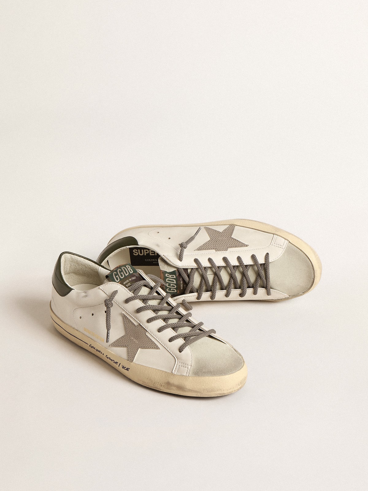 Super-Star  with croc-print star and green heel tab - Golden Goose Men