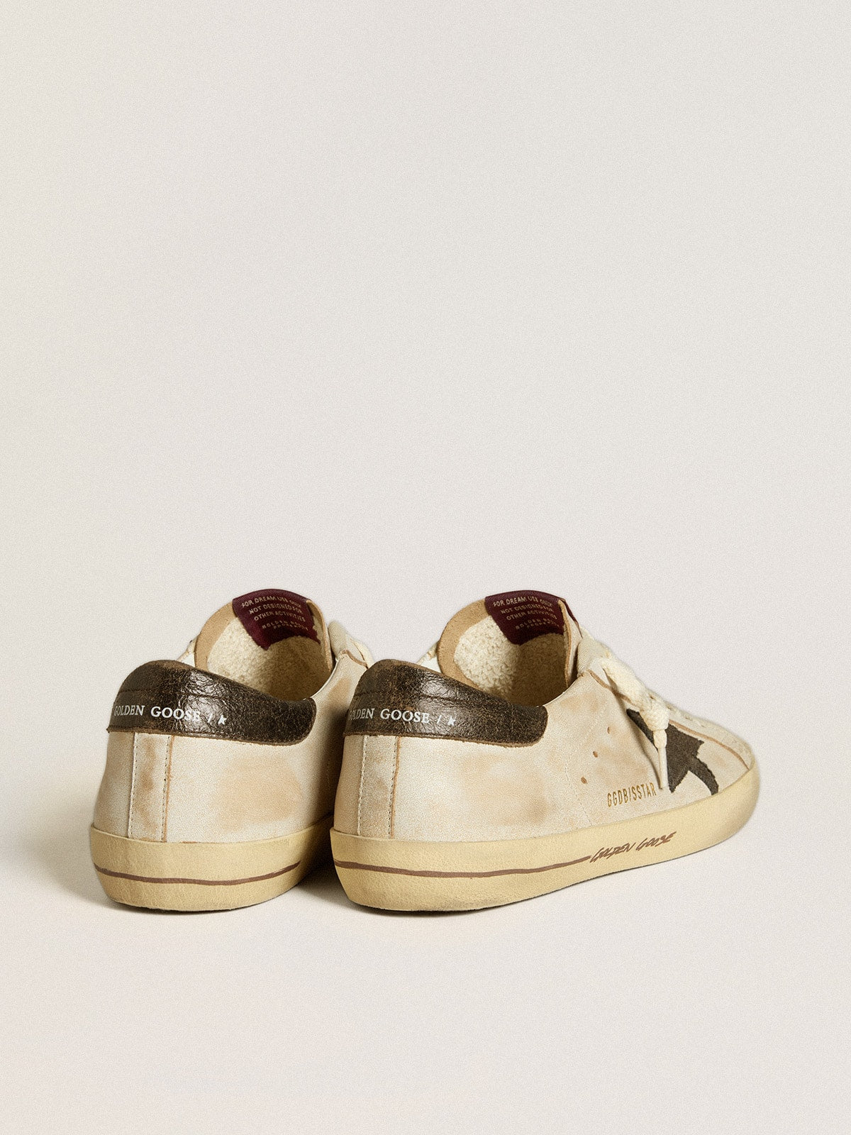 Men's Super-Star in leather with black denim star and black leather heel tab - Golden Goose Men