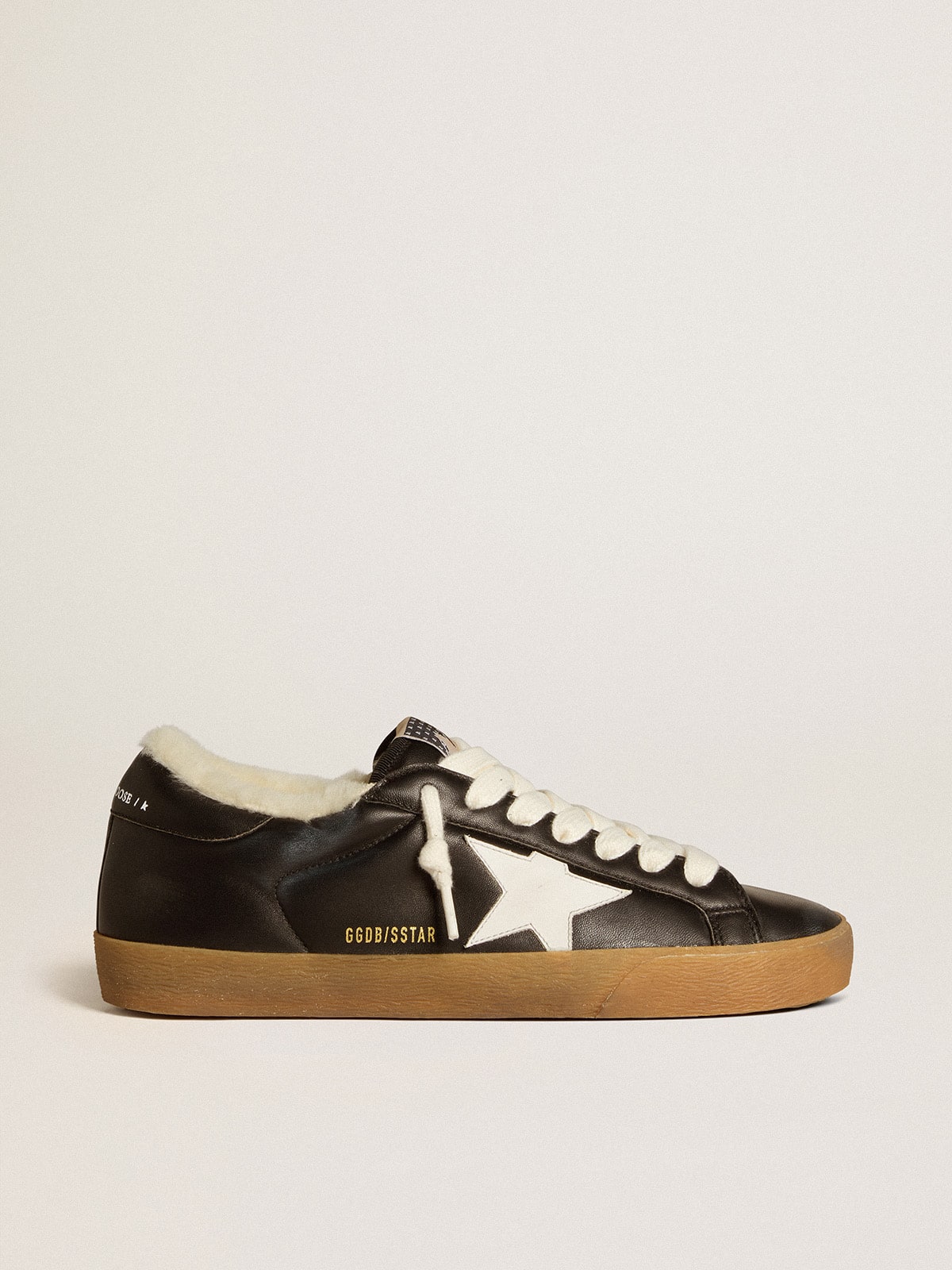 Men's Super-Star in matelassé nappa with leather star and shearling lining - Golden Goose Men