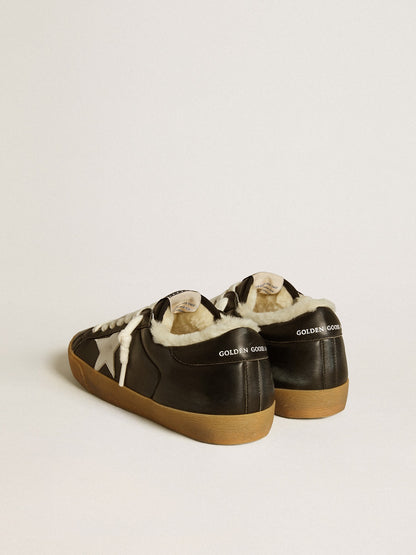 Men's Super-Star in matelassé nappa with leather star and shearling lining - Golden Goose Men