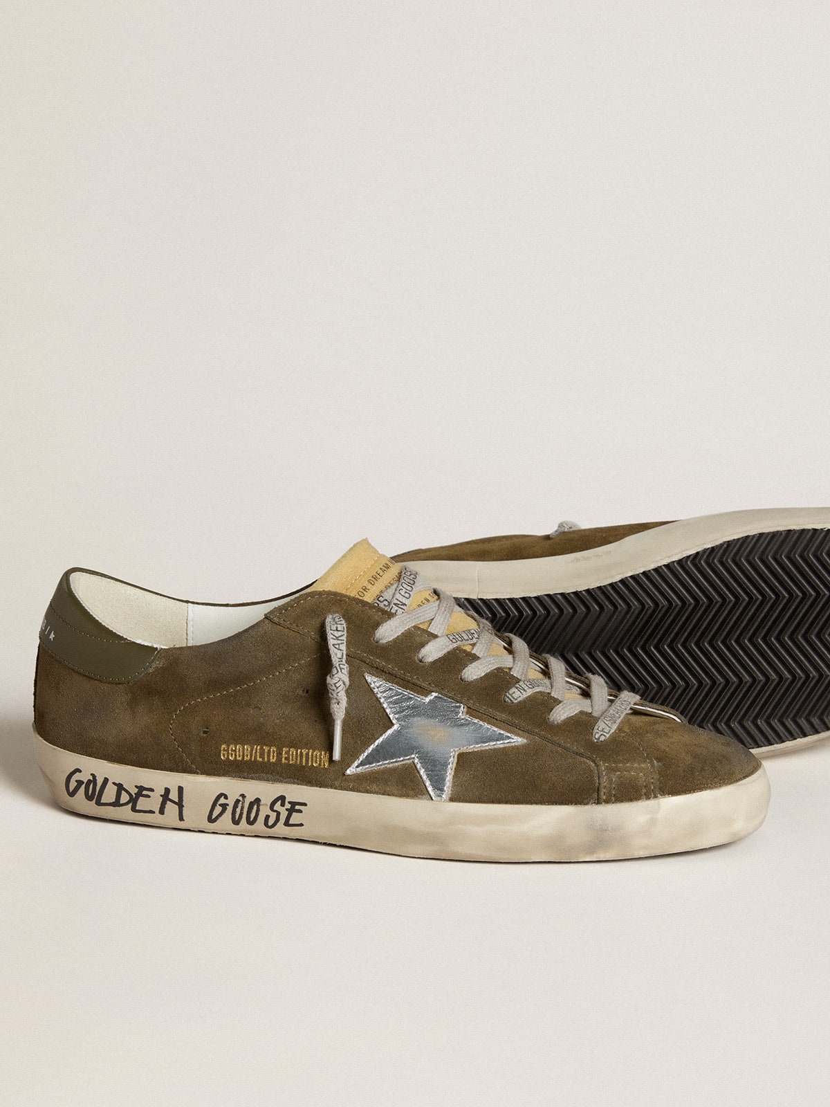 Men's Super-Star LTD in suede with metallic leather star and leather heel tab - Golden Goose Men