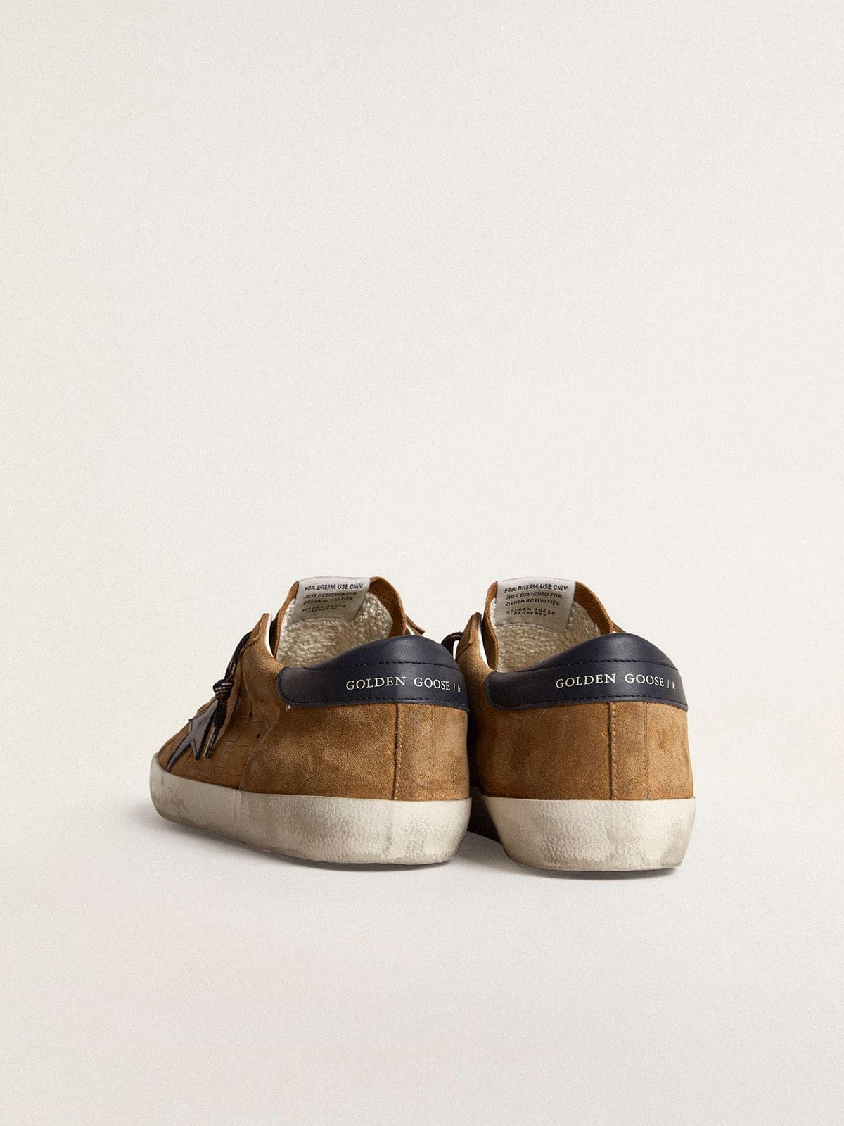 Men's Super-Star LTD in tobacco-colored croc-print leather with midnight blue leather star and heel tab - Golden Goose Men