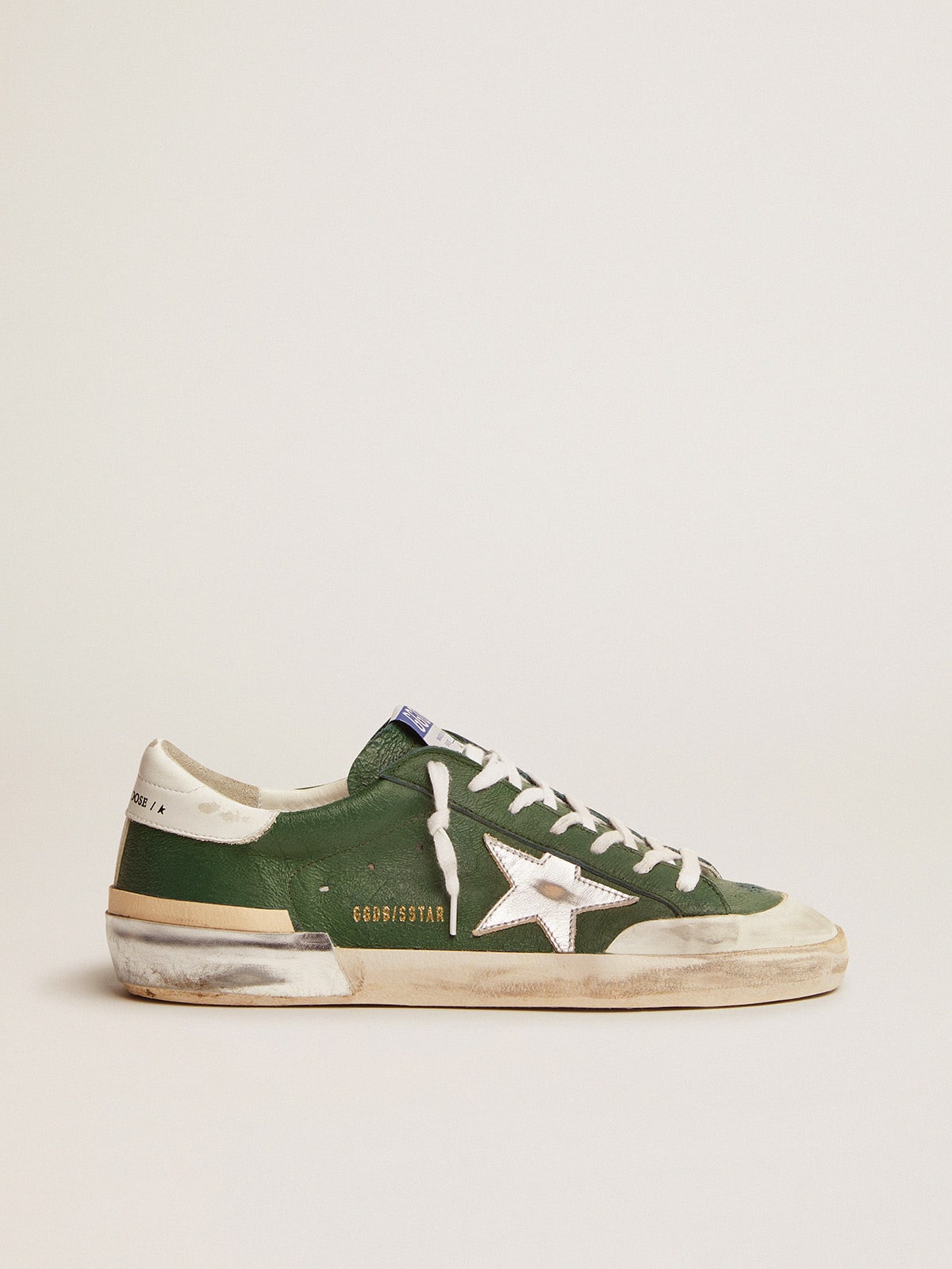 Men's Super-Star in green leather and multifoxing - Golden Goose Men