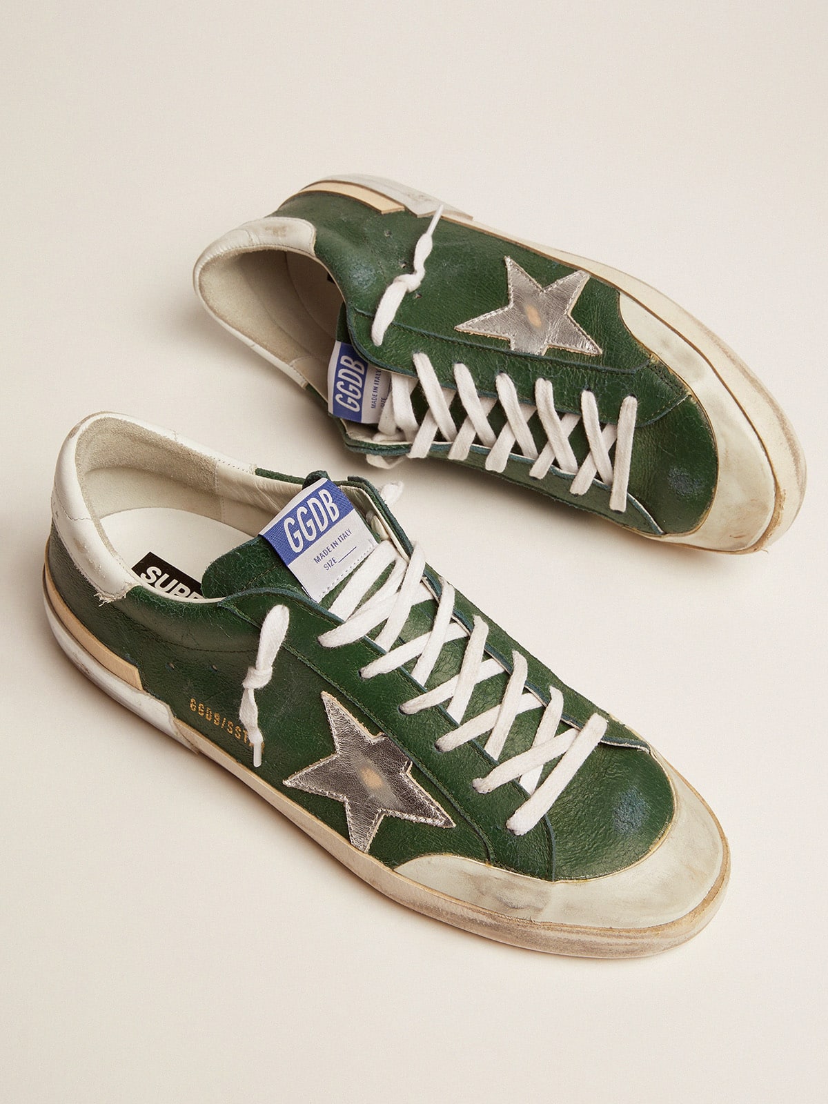 Men's Super-Star in green leather and multifoxing - Golden Goose Men