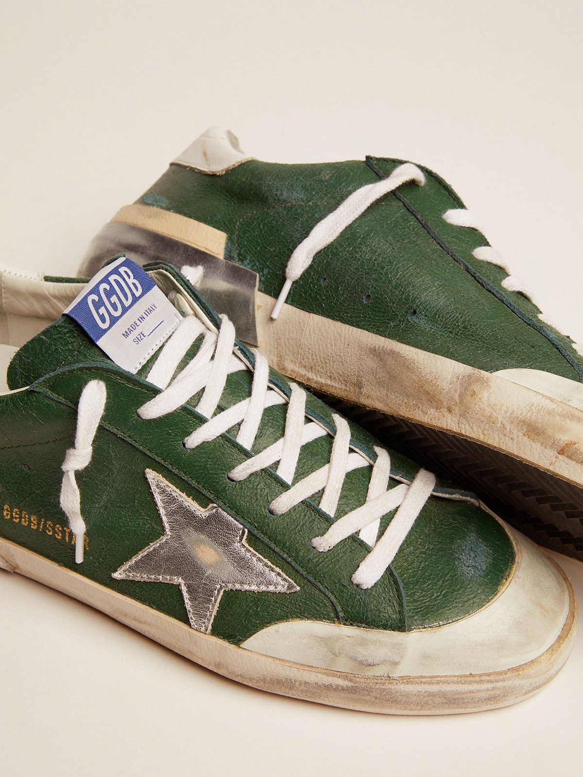 Men's Super-Star in green leather and multifoxing - Golden Goose Men